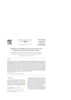 Importance of vanadium and nutrient ionic ratios
