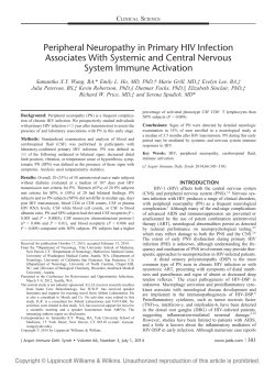 Peripheral Neuropathy in Primary HIV Infection Associates With