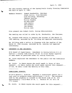 April 9, 1980 The semi-monthly meeting of the Spotsylvania County