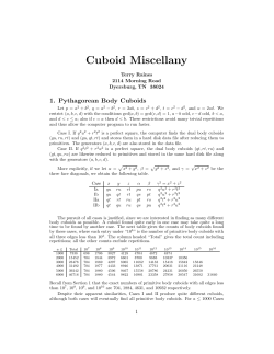 Cuboid Miscellany - UnsolvedProblems.org