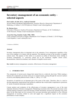 Inventory management of an economic entity