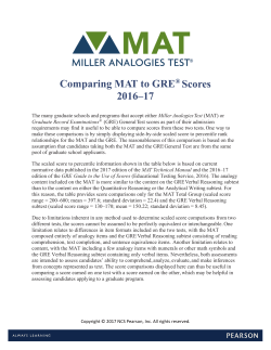 Comparing MAT to GRE - Pearson Assessments