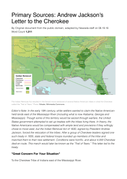 Andrew Jackson`s Letter to the Cherokee