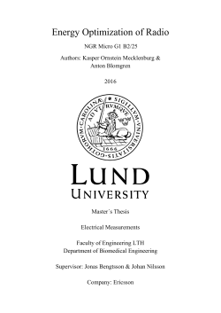 Energy Optimization of Radio - Lund University Publications