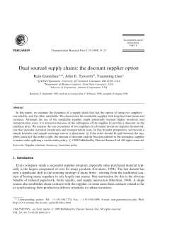 Dual sourced supply chains: the discount supplier option