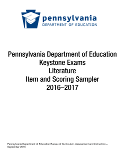 Keystone Exams Literature Item and Scoring Sampler 2016