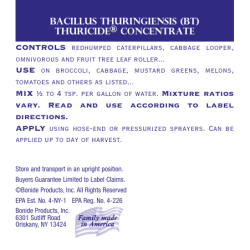 BACILLUS THURINGIENSIS (BT) THURICIDE&reg; concentrate