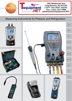 Measuring Instruments for Pressure and Refrigeration
