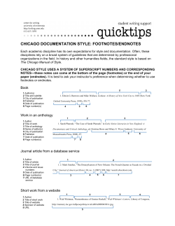 CHICAGO DOCUMENTATION STYLE: FOOTNOTES/ENDNOTES