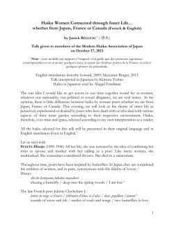 Contemporary Haiku Women Poets in Japan, France, Canada