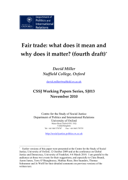Fair trade - Department of Politics and International Relations