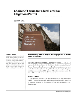 Choice Of Forum In Federal Civil Tax Litigation (Part 1)