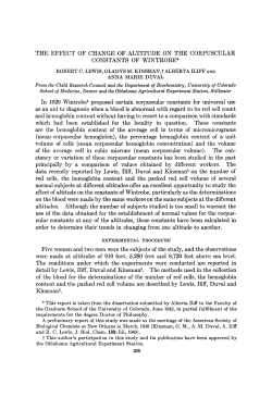 the effect of change of altitude on the corpuscular constants of