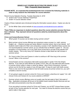 Grade 9 ALP FAQ Selecting Courses for Grade 10 ALP