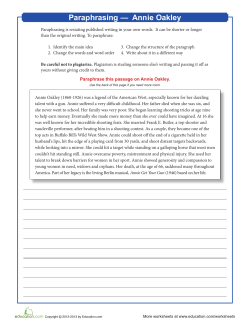 Paraphrasing Worksheet