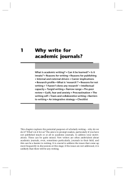 1 Why write for academic journals?