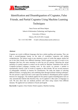 Identification and Disambiguation of Cognates, False Friends, and
