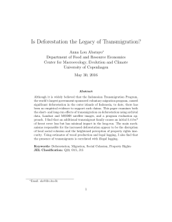 Is Deforestation the Legacy of Transmigration?