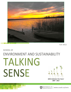 Talking SENSe Fall 2012 - University of Saskatchewan