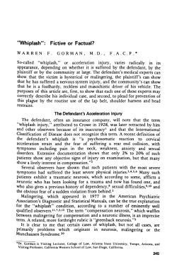 IIWhiplash": Fictive or Factual?