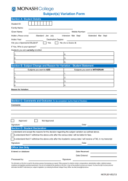 Subject(s) Variation Form