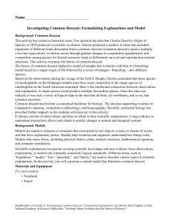 Name Investigating Common Descent: Formulating