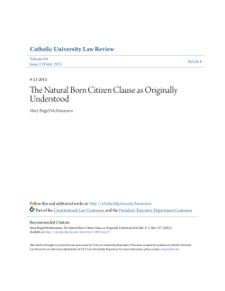 The Natural Born Citizen Clause as Originally Understood