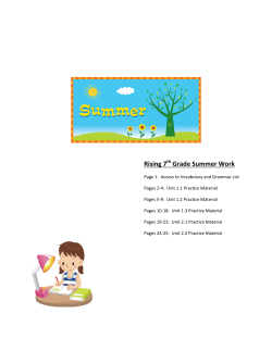 Rising 7 Grade Summer Work