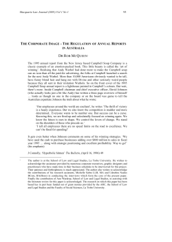 the corporate image - the regulation of annual reports in australia dr