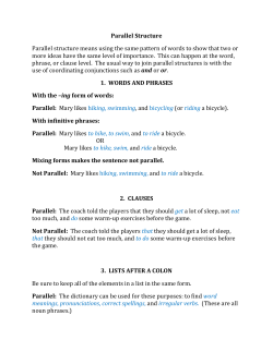 Parallel Structure Parallel structure means using the same pattern of