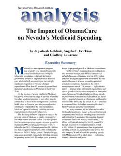 The Impact of ObamaCare on Nevada`s Medicaid Spending