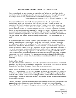 THE FIRST AMENDMENT TO THE US CONSTITUTION 1 Congress