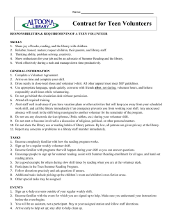Contract for Teen Volunteers