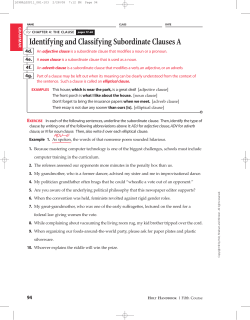 Identifying and Classifying Subordinate Clauses A