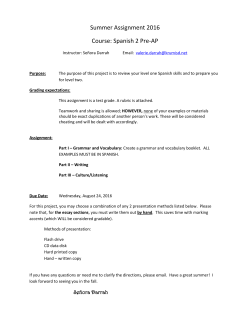 Summer Assignment 2016 Course: Spanish 2 Pre-AP