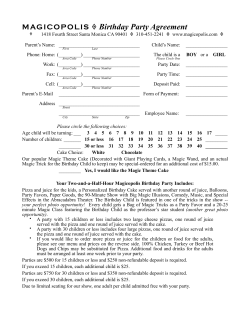 MAGICOPOLIS Birthday Party Agreement