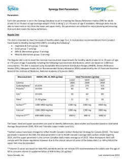 Synergy Diet Parameters