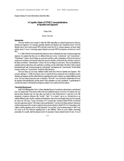 A Cognitive Study of TIME Conceptualizations in Spanish and