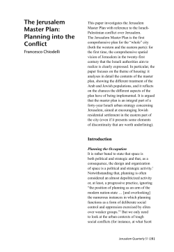 The Jerusalem Master Plan - The Institute for Palestine Studies
