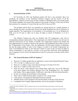 HONDURAS THE GENERAL ELECTIONS OF 2013 I. General