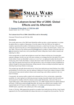 The Lebanon-Israel War of 2006: Global Effects and its Aftermath