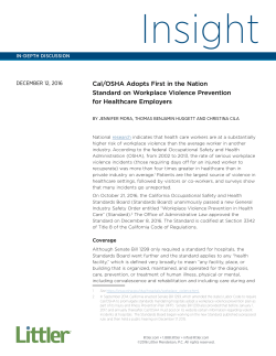 Cal/OSHA Adopts First in the Nation Standard on Workplace