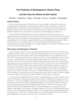 The Problems of Shakespeare`s History Plays