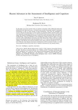 Recent Advances in the Assessment of Intelligence and Cognition