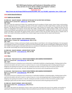2017-2018 Inquiry Seminars and Practicums in Humanities and Arts