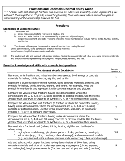 Fractions Fractions and Decimals Decimal Study Guide