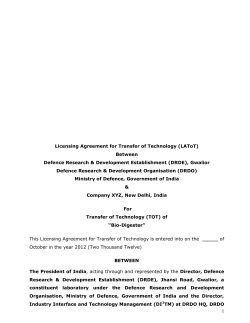 Memorandum of Understanding (MOU) - DRDO FICCI