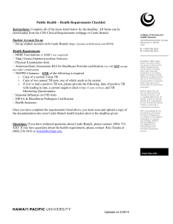 Public Health &ndash; Health Requirements Checklist