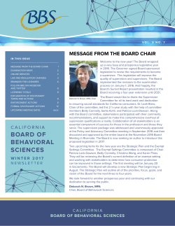 California Board of Behavioral Science Newsletter Winter 2017