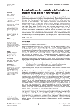 Eutrophication and cyanobacteria in South Africa`s standing water